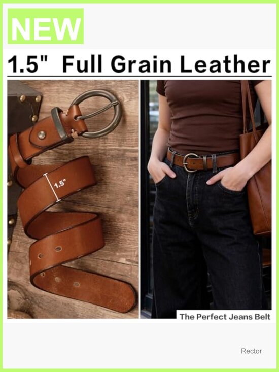 Vintage 1.5 inch Leather Belt with Large Buckle main image 5